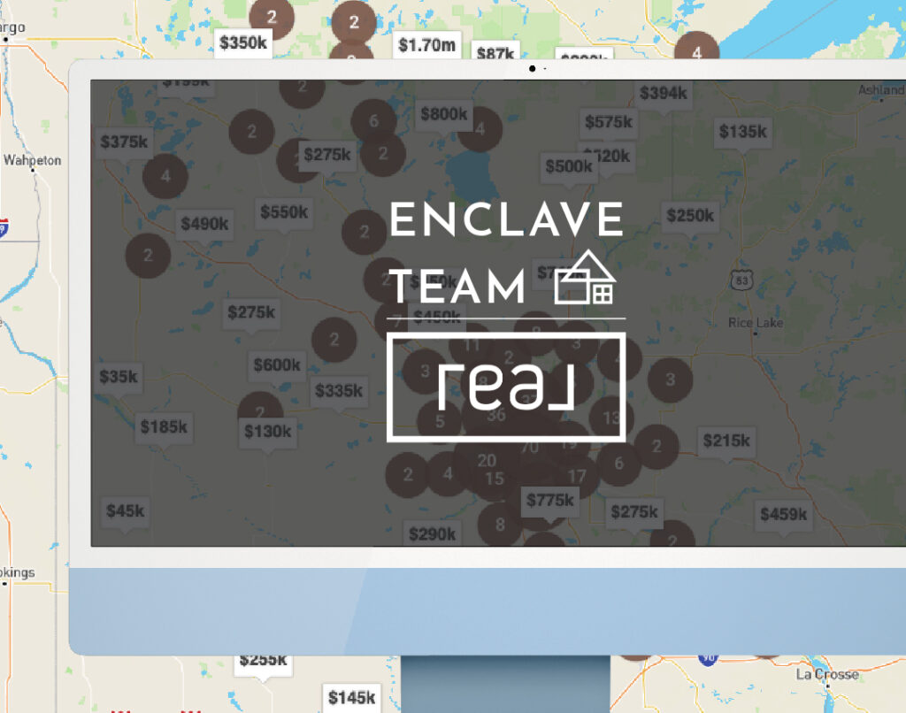 Real estate map with property prices.