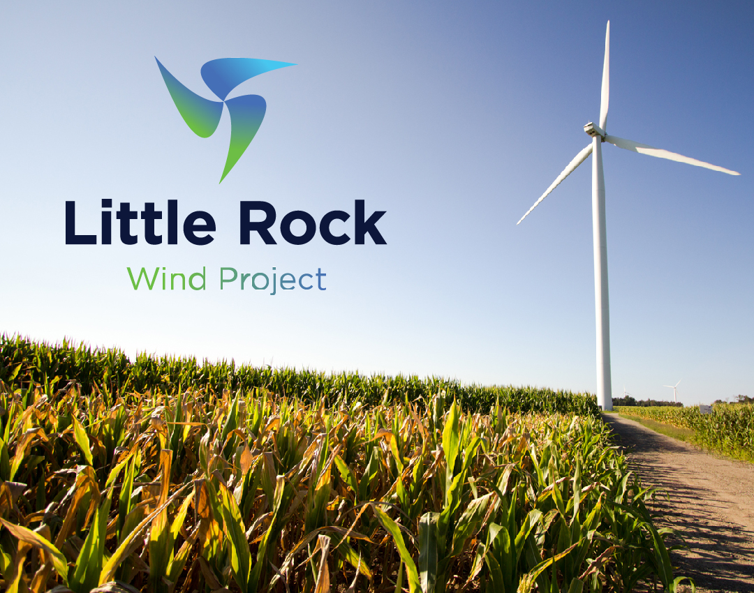 Little Rock Wind Project field with turbine.